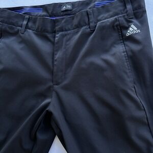 Adidas Men's Golf Performance Pants with‎ Silver Logo & Side Grip Black Sz 34x32